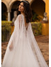 Beaded Ivory Lace Tulle Sexy Luxurious Wedding Dress